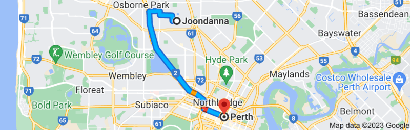 map showing apartment for sale near Perth CBD
