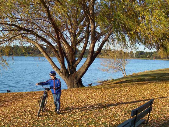 Bicycle riding in the fall