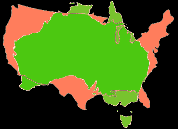 size map Australia USA